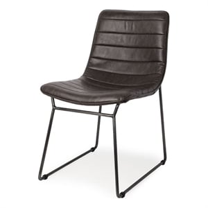 Pemberly Row Black Faux-Leather Black Metal Dining Chair (Set of 2)