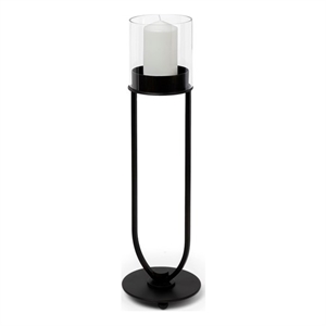 Pemberly Row Contemporary Small Black Metal Iron Table Candle Holder
