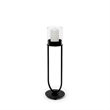 Pemberly Row Contemporary Small Black Metal Iron Table Candle Holder
