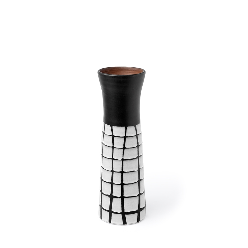 Pemberly Row Mid-Century Large Black/White Large Ceramic Vase