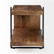 Pemberly Row 30Lx17.5Wx22H U-Shaped Brown Wood Black Iron End/Side Table