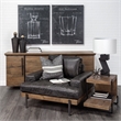Pemberly Row 30Lx17.5Wx22H U-Shaped Brown Wood Black Iron End/Side Table