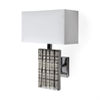 Pemberly Row Silver Chrome metal Base White Rectangular Shade Wall Sconce