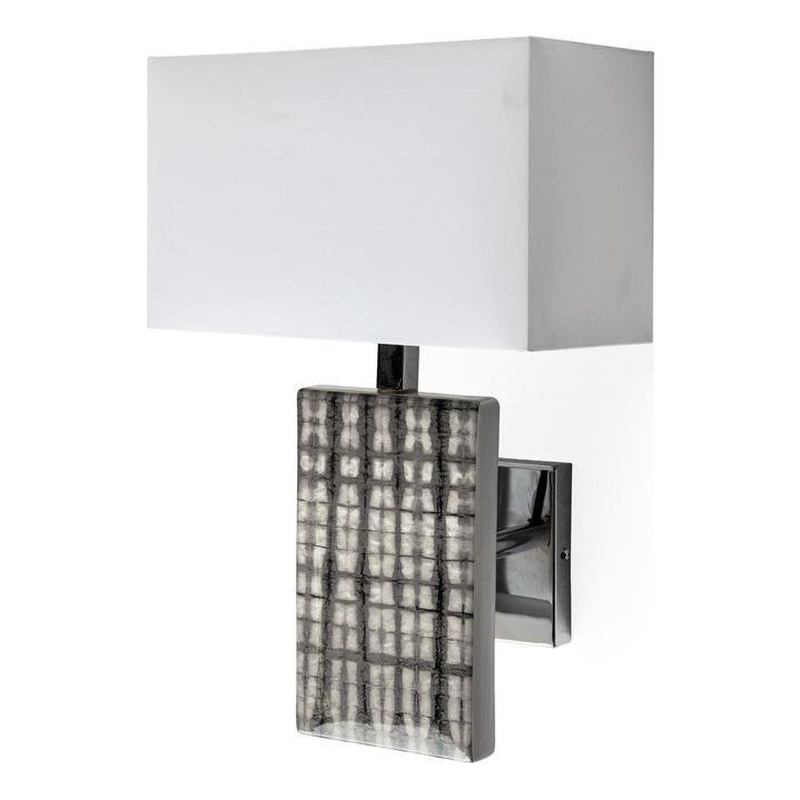 Pemberly Row Silver Chrome metal Base White Rectangular Shade Wall Sconce