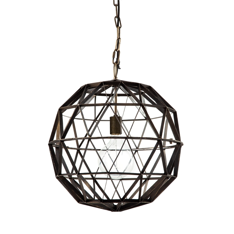 Pemberly Row Contemporary 18x18 Black Metal Triangular Orb Pendant Light