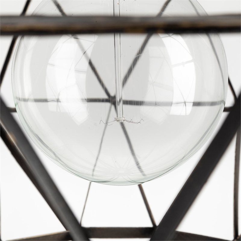Pemberly Row Contemporary 18x18 Black Metal Triangular Orb Pendant Light