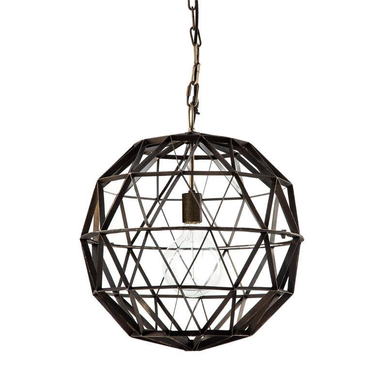 Pemberly Row Contemporary 18x18 Black Metal Triangular Orb Pendant Light