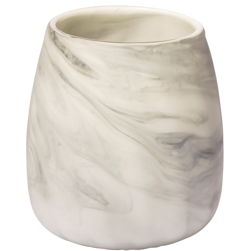 Pemberly Row Traditional Short Gray/Cream Ceramic Abstract Pattern Vase