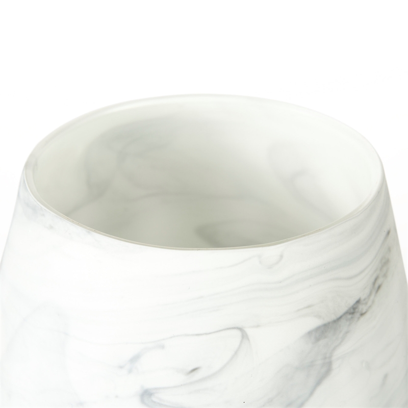 Pemberly Row Traditional Short Gray/Cream Ceramic Abstract Pattern Vase