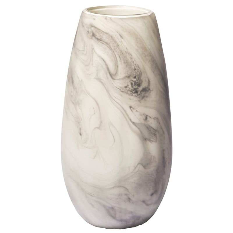 Pemberly Row Contemporary Tall White/Gray Abstract Pattern Ceramic Vase