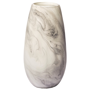 Pemberly Row Contemporary Tall White/Gray Abstract Pattern Ceramic Vase