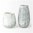 Pemberly Row Contemporary Tall White/Gray Abstract Pattern Ceramic Vase