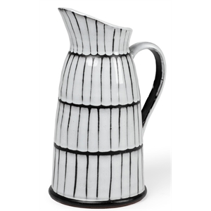 Pemberly Row Large White/Black Patterned Ceramic Water Pitcher