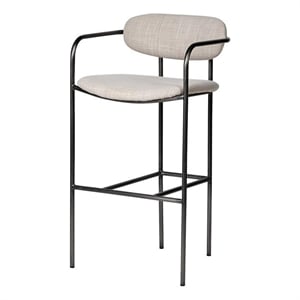 Pemberly Row 30&quot Seat Height Cream Seat Black Metal Base Stool