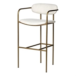 Pemberly Row 30&quot Seat Height Cream Seat Gold Metal Base Stool