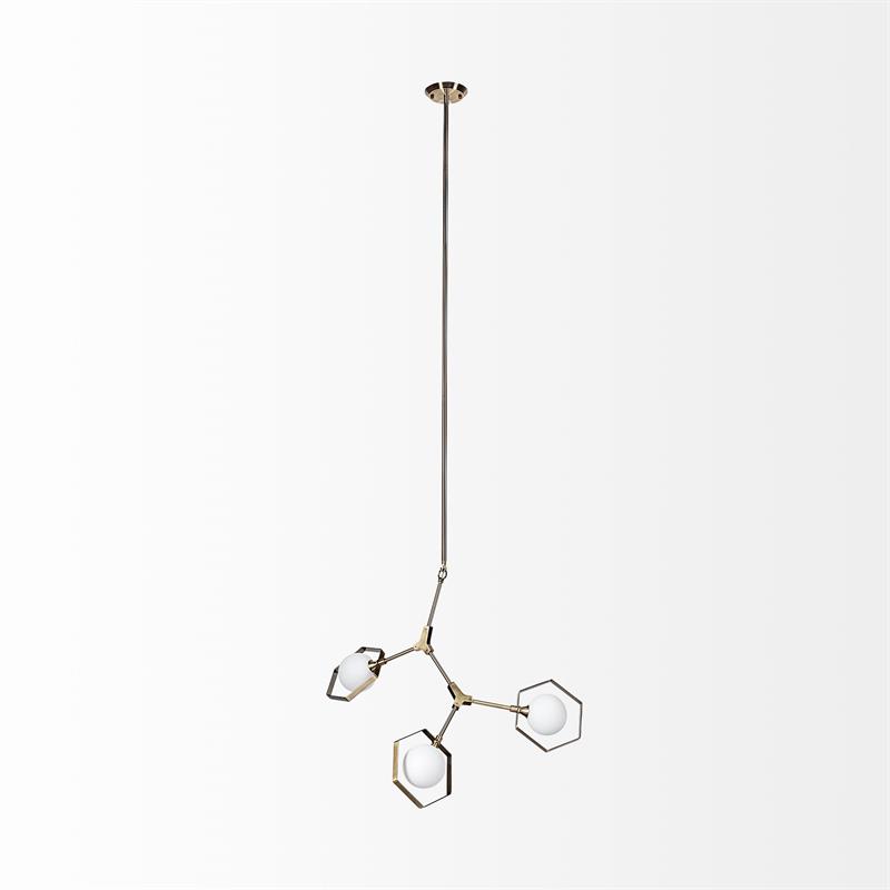 Pemberly Row Contemporary Brass tone Metal MultiArm 3 Light Chandelier