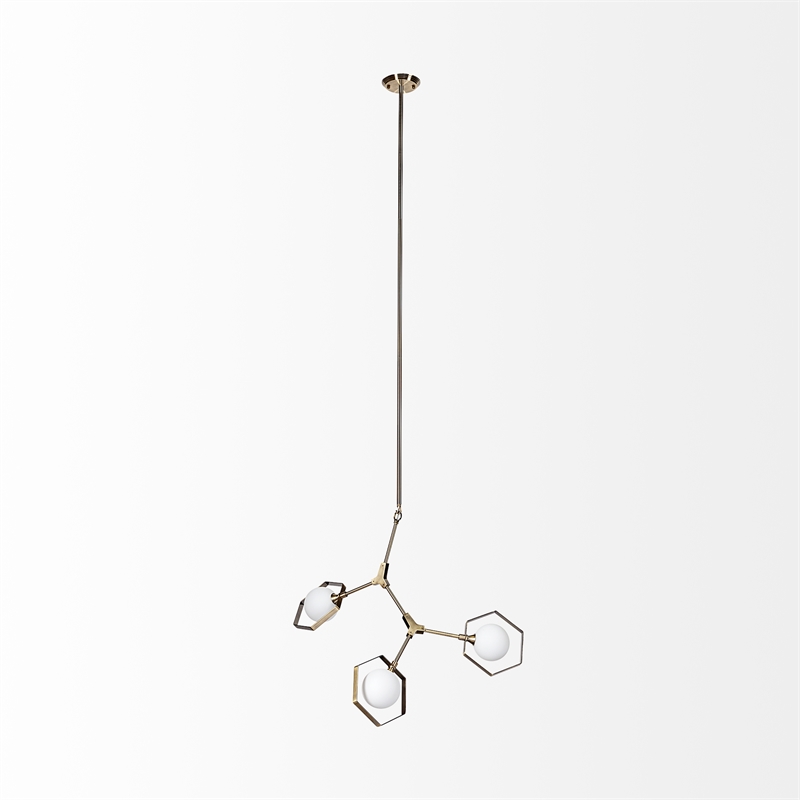 Pemberly Row Contemporary Brass tone Metal MultiArm 3 Light Chandelier