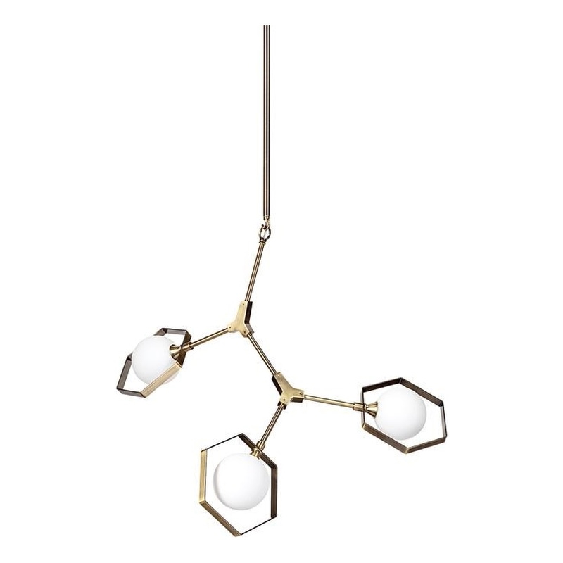 Pemberly Row Contemporary Brass tone Metal MultiArm 3 Light Chandelier