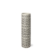 Pemberly Row Small Cream/Black Patterned Cylindrical Ceramic Vase