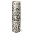 Pemberly Row Small Cream/Black Patterned Cylindrical Ceramic Vase