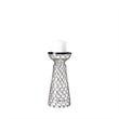 Pemberly Row Small Black Metal Snakeskin Pattern Glass Table Candle Holder