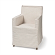 Pemberly Row Cream Fabric Slip-Cover Brown Wood Frame Dining Chair