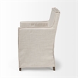 Pemberly Row Cream Fabric Slip-Cover Brown Wood Frame Dining Chair