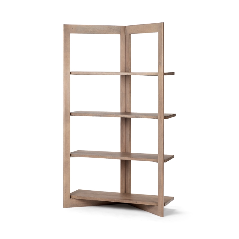 Pemberly Row 42Lx20Wx72H Light Brown Wood Four Shelf Shelving Unit
