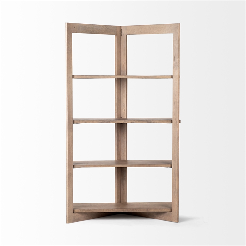 Pemberly Row 42Lx20Wx72H Light Brown Wood Four Shelf Shelving Unit