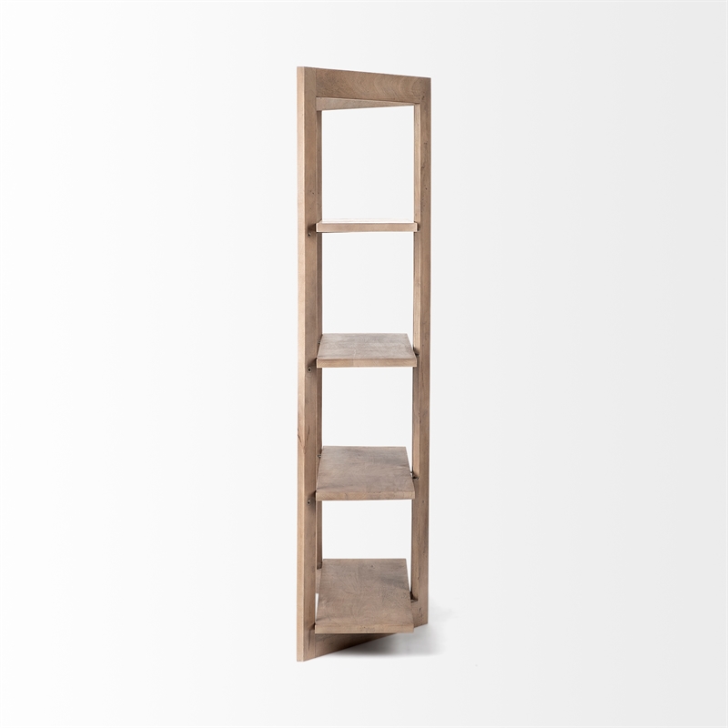 Pemberly Row 42Lx20Wx72H Light Brown Wood Four Shelf Shelving Unit