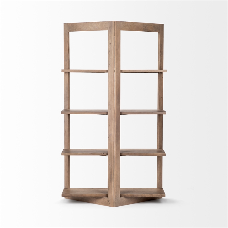 Pemberly Row 42Lx20Wx72H Light Brown Wood Four Shelf Shelving Unit