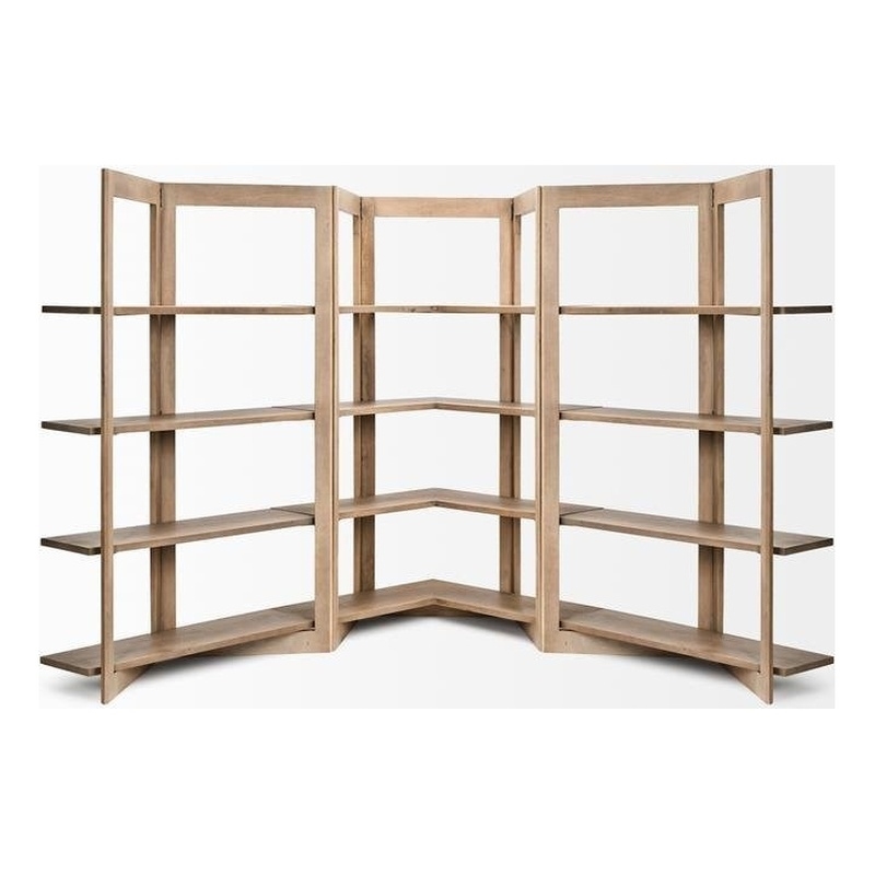 Pemberly Row 42Lx20Wx72H Light Brown Wood Four Shelf Shelving Unit