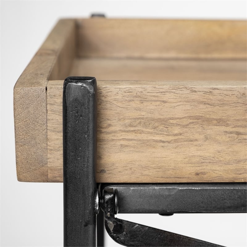 Pemberly Row 80Lx16Wx30H Brown Wood and Black Iron Console Table (Set of 2)