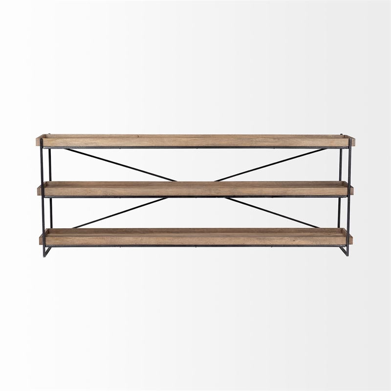 Pemberly Row 80Lx16Wx30H Brown Wood and Black Iron Console Table (Set of 2)