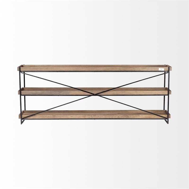 Pemberly Row 80Lx16Wx30H Brown Wood and Black Iron Console Table (Set of 2)