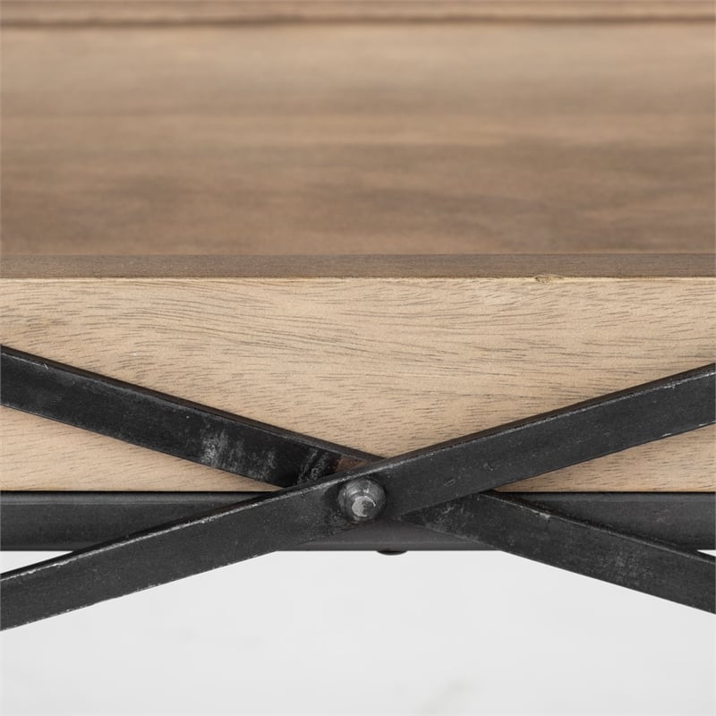 Pemberly Row 80Lx16Wx30H Brown Wood and Black Iron Console Table (Set of 2)