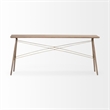 Pemberly Row 66x28.8 Medium Brown Wooden Cross-Braced Console Table