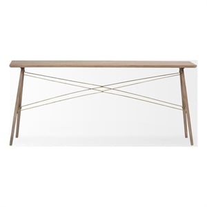 Pemberly Row 66x28.8 Medium Brown Wooden Cross-Braced Console Table