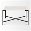 Pemberly Row Contemporary Marble & Metal Coffee Table in Black and White