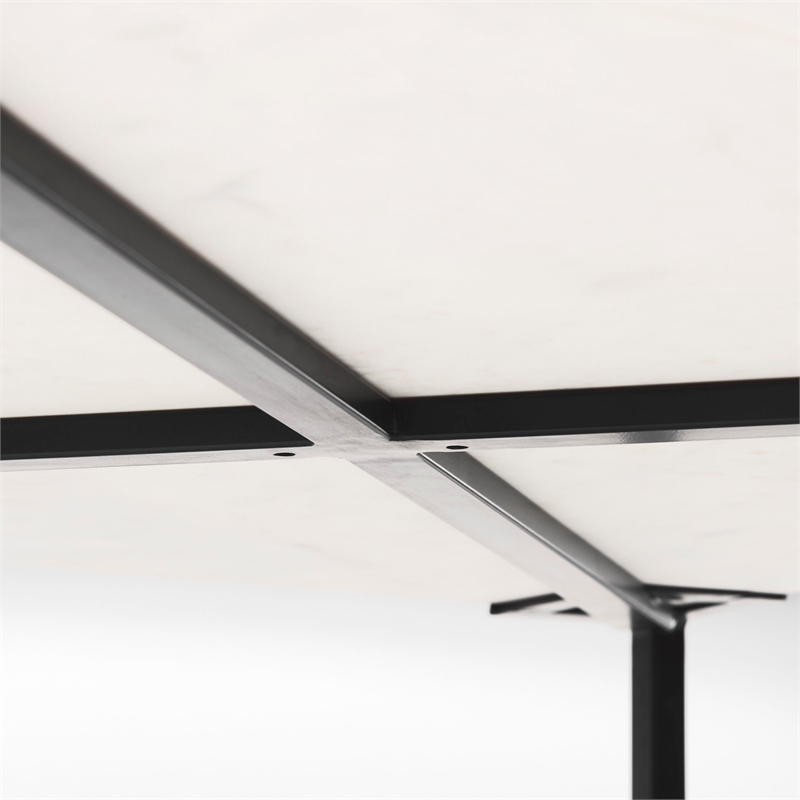 Pemberly Row Contemporary Marble & Metal Coffee Table in Black and White