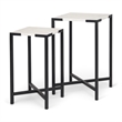 Pemberly Row 15x24 Set of Two Square Top White Marble & Black Iron Tables