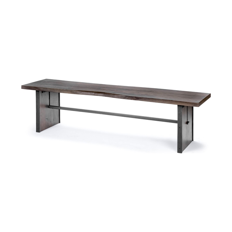 Pemberly Row 70x18 Live-Edge Wooden Medium Brown Dining Bench