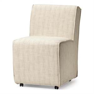 Pemberly Row Cream-Toned Fabric Brown Wooden Base Dining Chair (Set of 2)