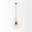 Pemberly Row 25x25 Blonde Brown Wood and Black Metal Six Bulb Pendant Light