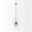 Pemberly Row 25x25 Blonde Brown Wood and Black Metal Six Bulb Pendant Light