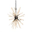 Pemberly Row 25x25 Blonde Brown Wood and Black Metal Six Bulb Pendant Light