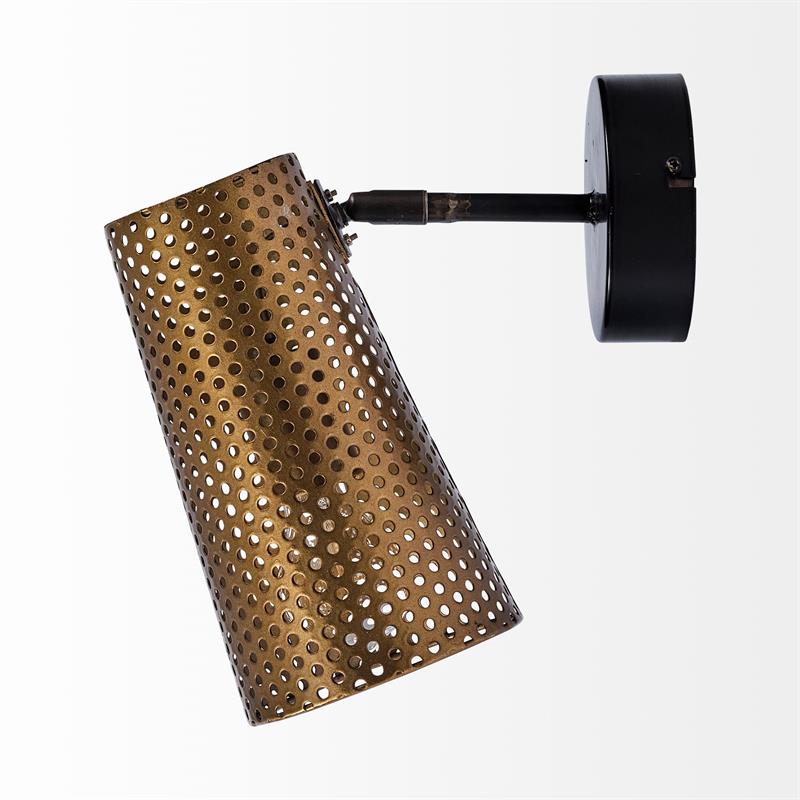 Pemberly Row 11x10.2 Gold Toned Perforated Metal Cone Wall Sconce