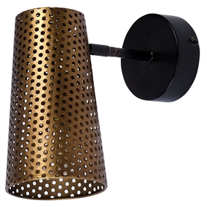 Pemberly Row 11x10.2 Gold Toned Perforated Metal Cone Wall Sconce