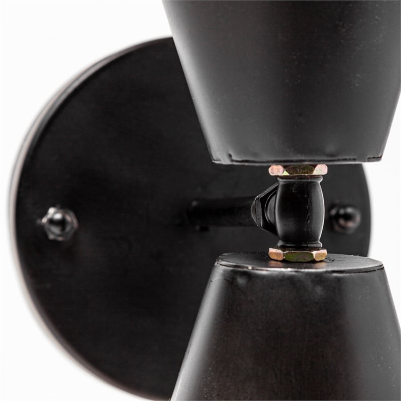 Pemberly Row 7.3x12.6 Black Metal with Gold Accent Double-Cone Wall Sconce