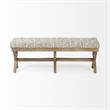 Pemberly Row 50x18 Light Brown Wood Base Beige-Toned Woven Cushion Bench